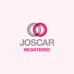 JOSCAR logo on pink background
