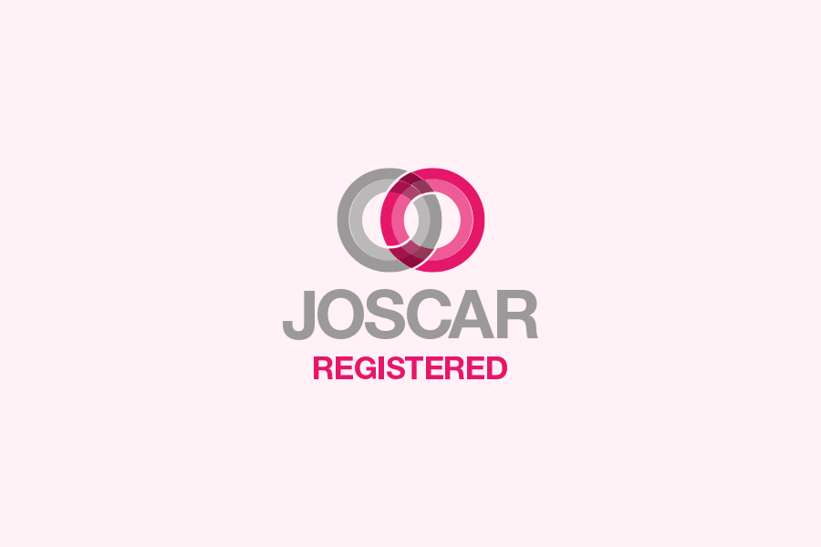 JOSCAR logo on pink background